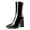 BLACK/PU, variant on Women's Mid Calf Gogo Boots Square Toe Elastic Ankle & High Chunky Block Heel
