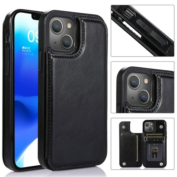 Case for iPhone 16 Pro Wallet Case with Card Holder, Slim PU Leather Kickstand, Double Magnetic Clasp and Durable Shockproof Cover