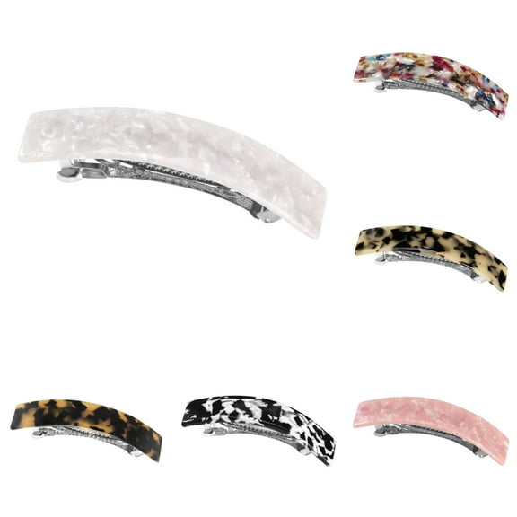 Niceme 6 Pieces Large French Barrettes For Women Thick Hair Classic Tortoise Hair Clips Wide Curved Ponytail Holder Clamp Fashion Hair Accessories Automatic Clasp Ha