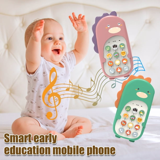 Muyoka Bebé teléfono celular juguetes con música y voz dinosaurio teléfono móvil juguete con mordedor teléfono de juguete de baile Muyoka Hogar