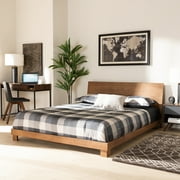 Baxton Studio Haines Contemporary/Modern Engineered Wood Back Support Platform Bed, King, Walnut Brown