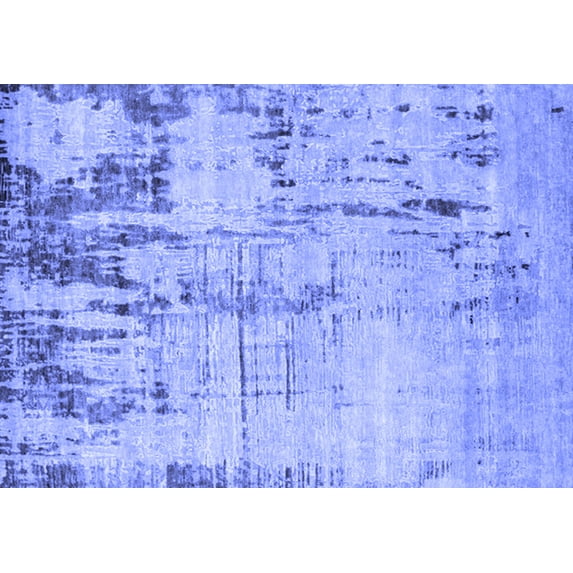 Ahgly Company Machine Washable Indoor Rectangle Oriental Blue Industrial Area Rugs, 7' x 9'