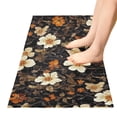 thumbnail image 5 of Beige Flowers on Black Background Bathroom Runner Rug Absorbent Non Slip Bath Mat for Living Room Kitchen 39" x 20", 5 of 8