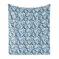 thumbnail image 1 of Tropical Soft Flannel Fleece Throw Blanket, Exotic Palm Leaves and Butterflies, Cozy Plush for Indoor and Outdoor Use, 50" x 70", Azure Blue Yellow White, by Ambesonne, 1 of 5