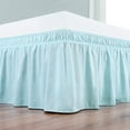 thumbnail image 3 of 600-TC Pima Cotton Universal Wrap Around Bed Skirt Emperor (84" x 84") Size, Easy Fit 1-PC Bed Skirt Luxury Fabric 3 Sided Coverage 24" Drop Length, Light Blue, 3 of 5