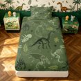 thumbnail image 3 of meiyoeat Green Skeleton Dinosaur Twin Sheets for Boys, Camouflage Bone Bedding, Olive, 3pcs, 1 Flat Sheet, 1 Fitted Sheet and 1 Pillowcase, 3 of 6