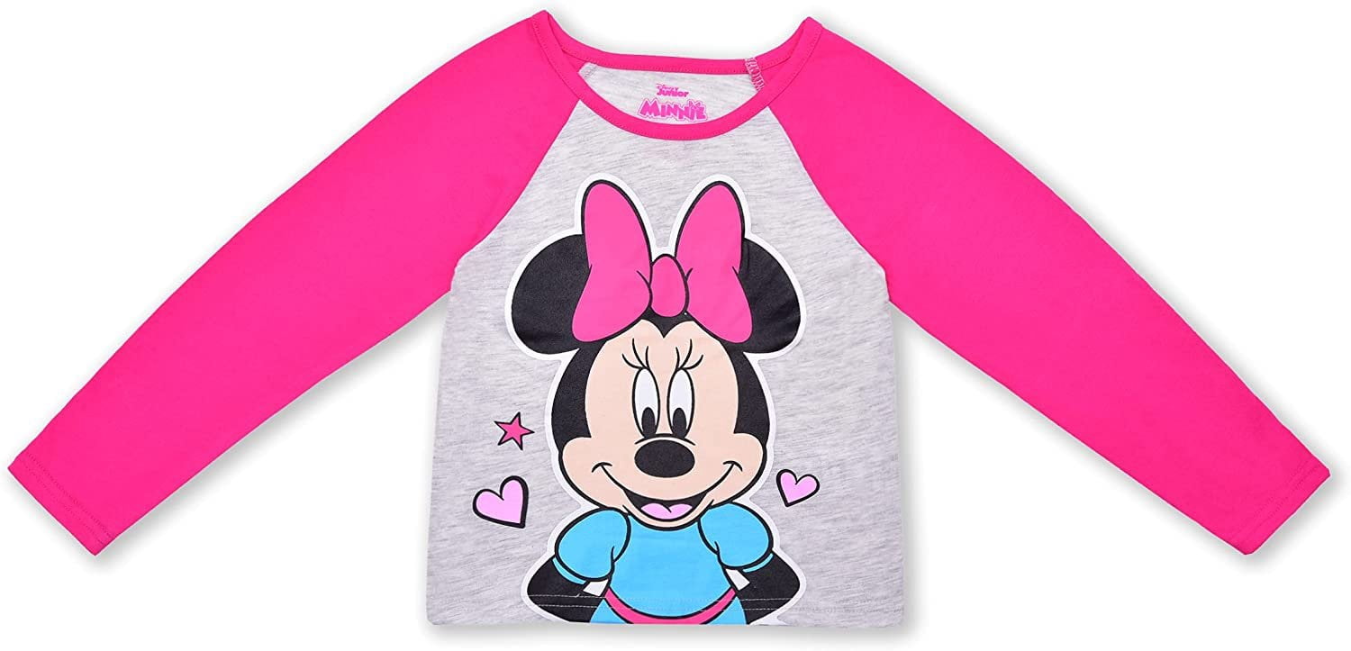 Disney Minnie Mouse Jogger Set for Girls, 2 Pack Long Sleeve Tee and Jog Pants Bundle