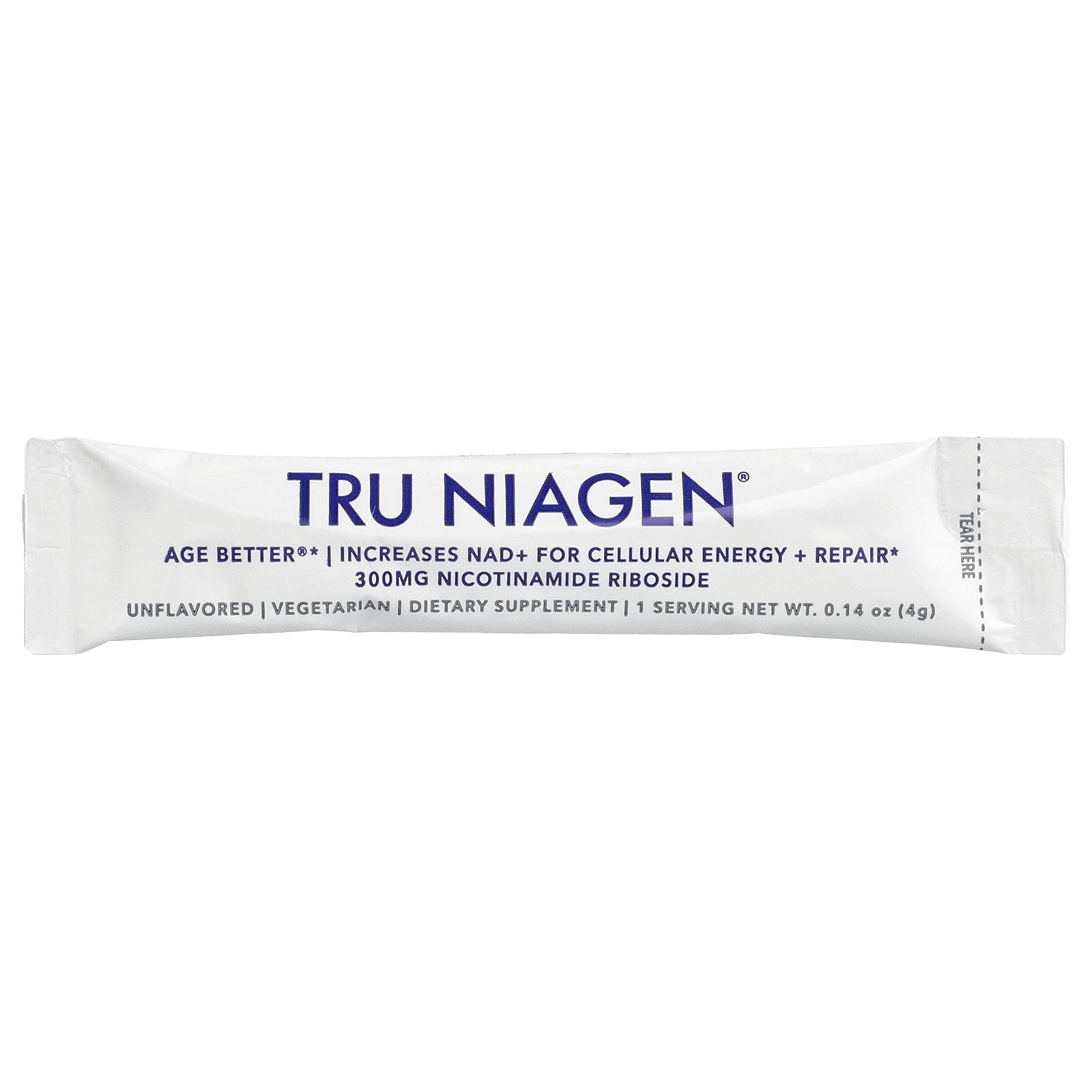 Tru Niagen Increases NAD+, Nicotinamide Riboside, Unflavored, 30 Packets, 0.14 oz (4 g) Each