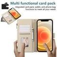 thumbnail image 4 of PU Leather Wallet Phone Case for iPhone 11 Flip Case with Card Holder, RFID Blocking Wallet, Zipper, Wristband & Kickstand, Shockproof Rugged Crossbody Phone Case Cover,Beige, 4 of 9