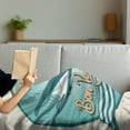 thumbnail image 3 of Airport Soft Flannel Fleece Throw Blanket, Abstract Vintage of Bon Voyage Text and Retro Plane on Globe, Cozy Plush for Indoor and Outdoor Use, 50" x 60", Ivory Cadet Blue, by Ambesonne, 3 of 5