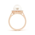 thumbnail image 2 of ANGARA Freshwater Cultured Pearl Ring with Floral Halo in 14K Rose Gold for Women | June Birthstone, Birthday, Anniversary, Jewelry Gift for Women | Natural Pearl Ring, 2 of 8