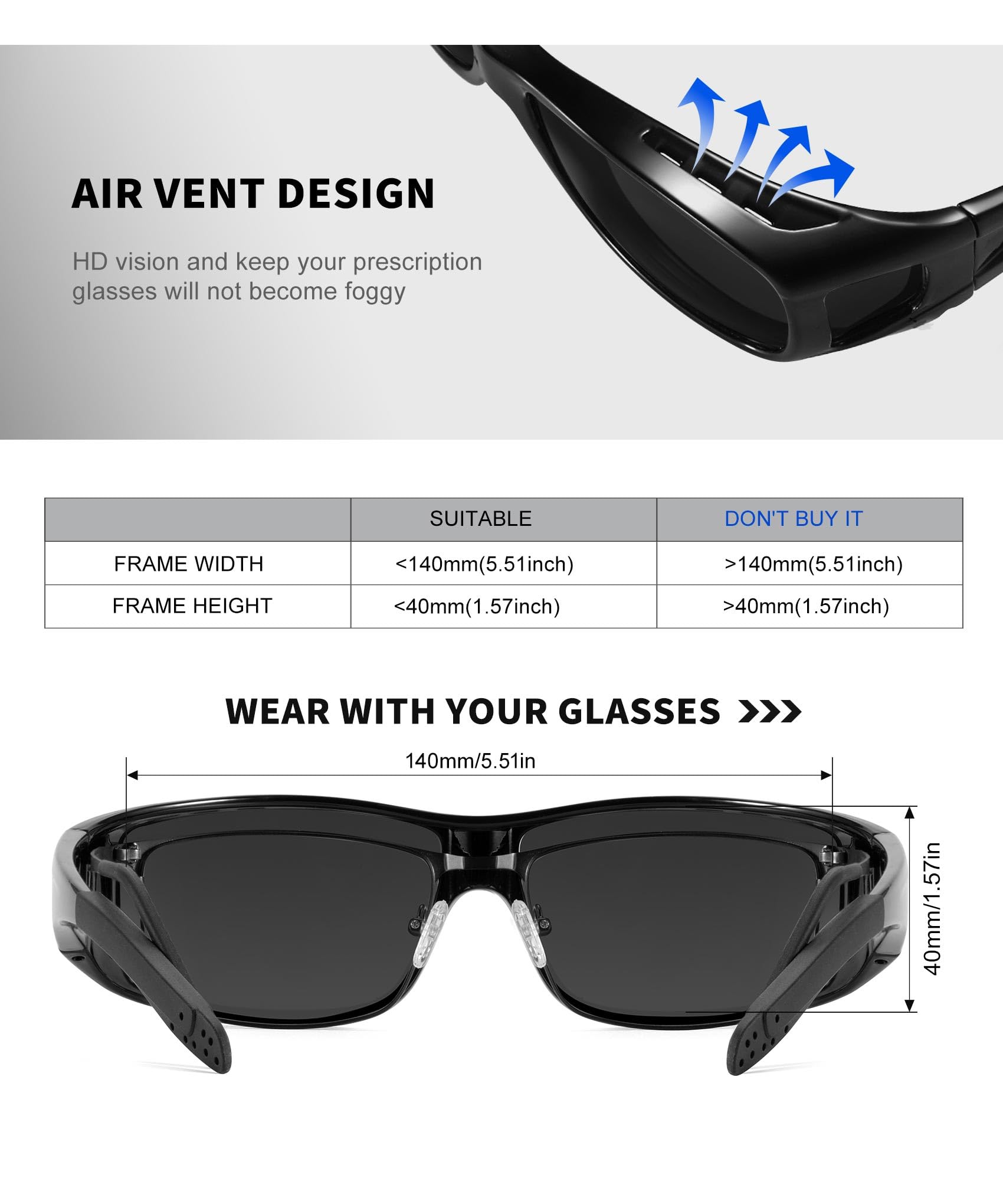 KALIYADI Fit-Over Polarized Wrap Sunglasses, 3-Pack photo 2