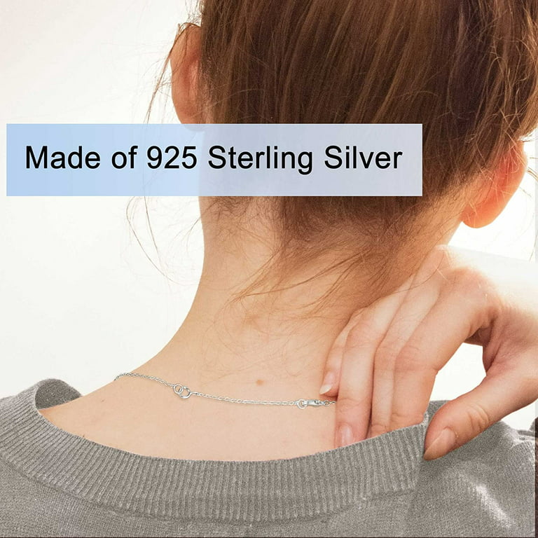 3 Pcs 925 Sterling Silver Necklace Extender Sterling Silver Chain Extenders  for Necklaces Bracelet Extender Silver 1inch 2inch 3inch 