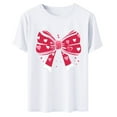 thumbnail image 3 of AUNVITO Women's Valentine's Day T-Shirt Bow Detail Print Round Neck Short Sleeve Casual and Fashionable, 3 of 6