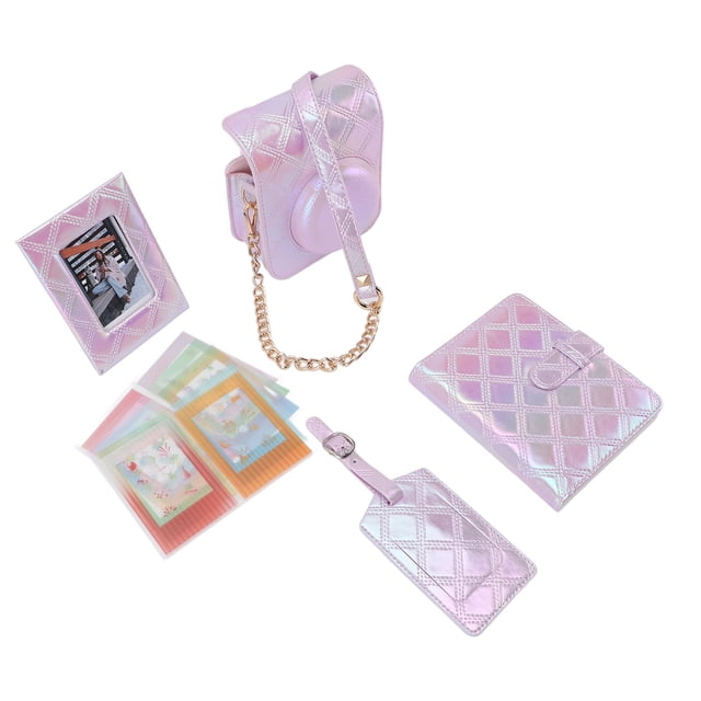 Accessories Kit for Mini 12 Instant Camera Case + Photo Album + Frames + Boarding Pass Shell + DIY Sticker, Square Plaid Embroidery Thread