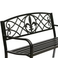 thumbnail image 5 of Outdoor Garden Patio Steel Park Bench Lawn Decor with Cast Iron Unique Design Back, Black Seating Bench for Yard, Patio,, 5 of 6
