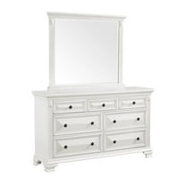 Bowery Hill Wood 7-Drawers Bedroom Dresser with Mirror Set in White
