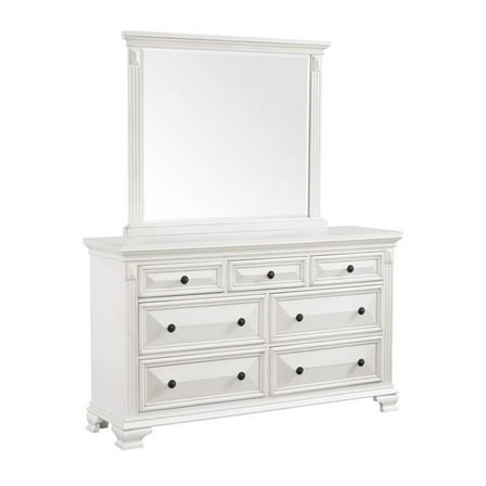 Bowery Hill Wood 7-Drawers Bedroom Dresser with Mirror Set in White