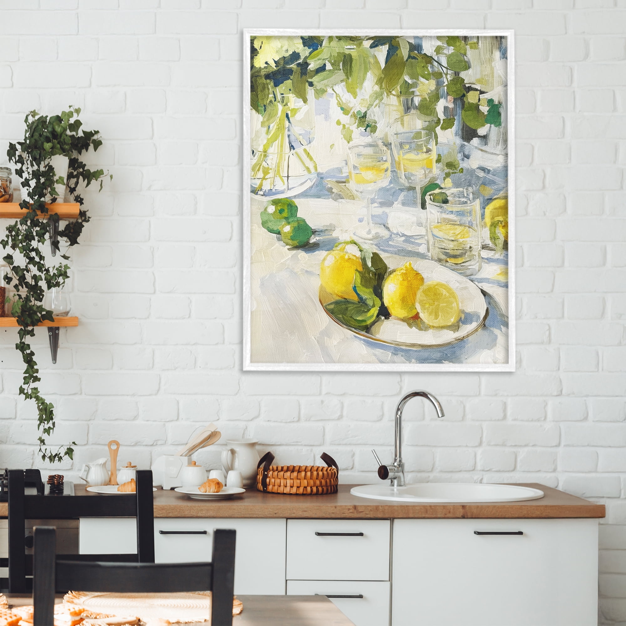 Stupell Industries Meringue Lemons Table Spread White Framed Giclee Art, design by Annabelle Hall