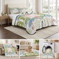 thumbnail image 6 of King Quilt Set 96''x106'', Boho Green Flower Lightweight Summer Bedspread Coverlet Set with 2 Pillow Shams, Botanical Watercolor Leaf Floral Breathable All Season Quilt Bedding for Bedroom/Guest Room, 6 of 9