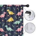 thumbnail image 4 of Dark Blue Colorful Dinosaur and Flower Insulated Teens Curtains Set Of 2, Bedroom Essentials, Toddler Room Decor 42"x84", 4 of 5