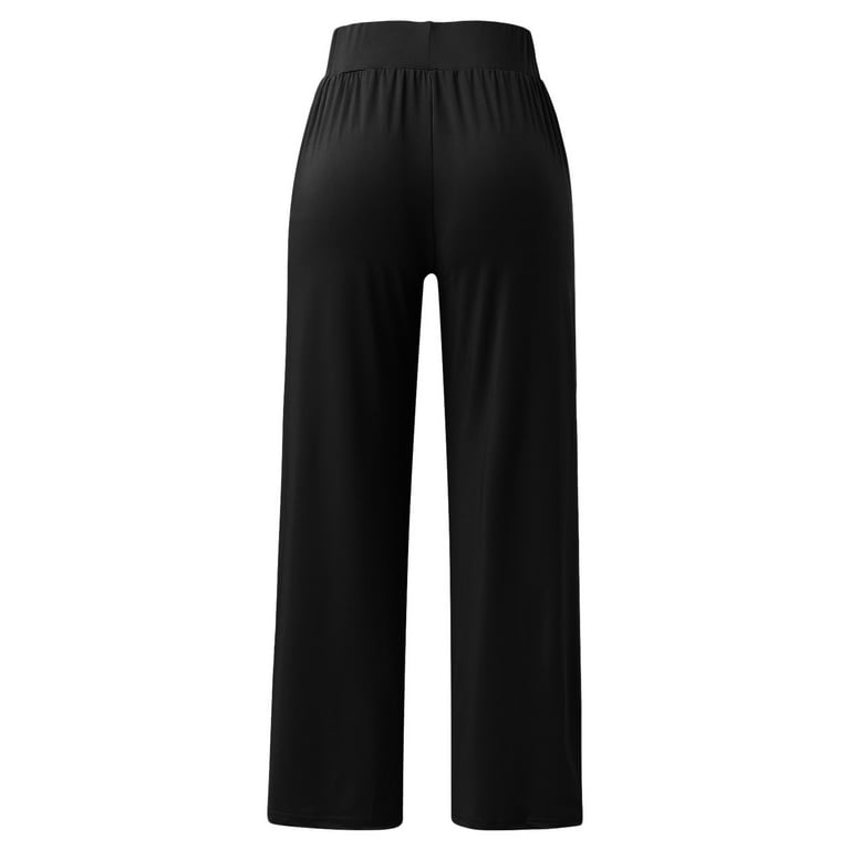 Yogipace,Zip Pockets,Petite Women's UPF 50+ Wide Leg Travel Pants Casual  Pant,27,Black,Size XS : Clothing, Shoes & Jewelry 