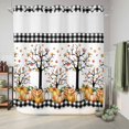 thumbnail image 6 of No Hook Shower Curtain with Built-in Rings - Farm Fall Thanksgiving Washable Waterproof Fabric Bathroom Curtains for Hotel,Rentals, 72 X 72 Inch Long , Orange Plaid Pumpkin Maple Leaf, 6 of 9
