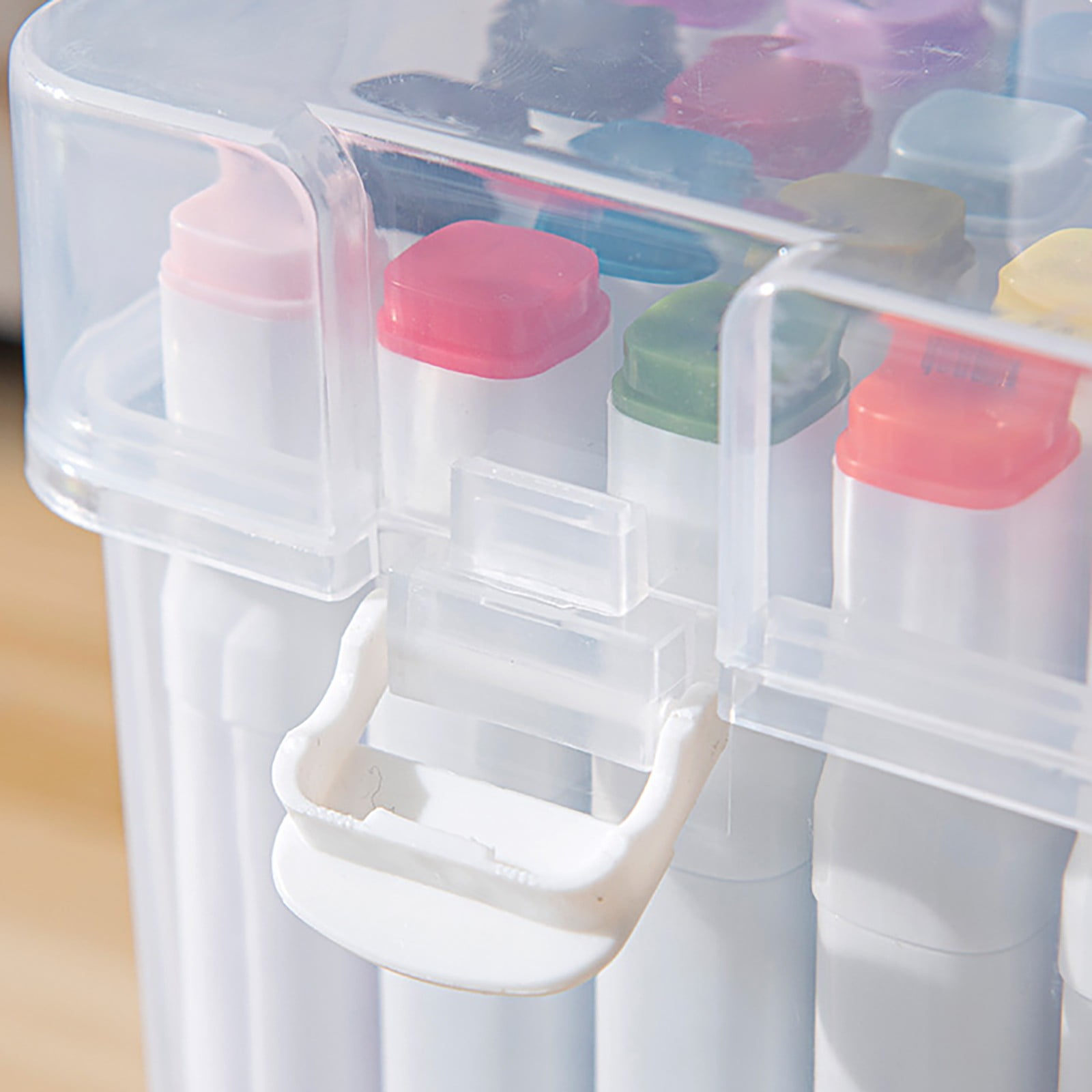 PPKVUFD Clear 80 Slot Plastic Carrying Marker Case Holder Storage Organizer Box for Paint Sketch Markers--Fits for Markers Pen from 12mm to 16mm Diameter