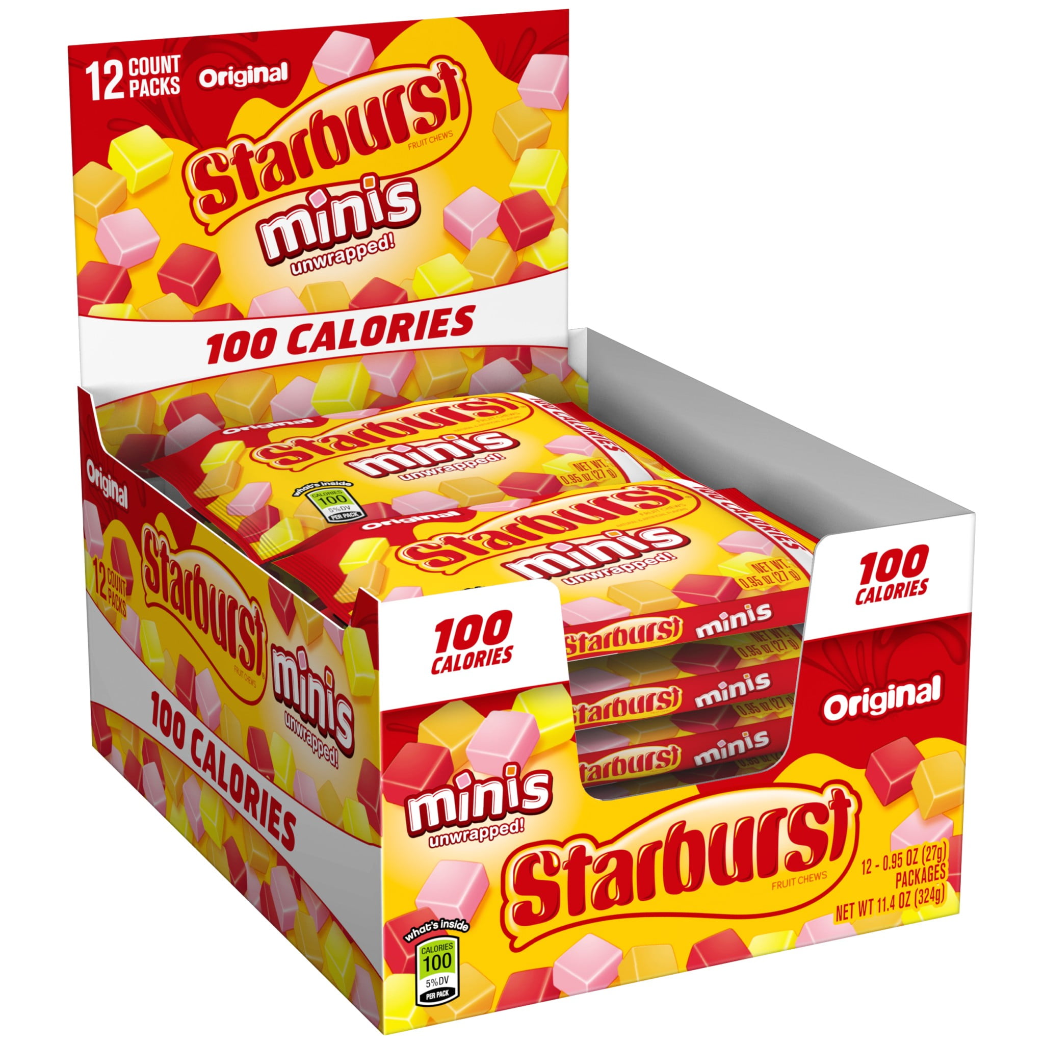 Starburst Original Minis 100 Calorie Fruit Chews Candy Bag, .95 ounce