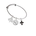 thumbnail image 2 of Delight Jewelry Silvertone Small Black Enamel Botonee Cross Silvertone Let Things Go Tree Charm Bangle Bracelet, 2 of 4