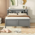 thumbnail image 2 of Euroco Wood Full Size Platform Bed with Storage Headboard, Trundle Bed and 3 Drawers, USB Charging and Shleves for Kids Teens, Gray, 2 of 14
