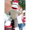 American Made Giant Sock Monkey Dressed for Christmas 6 Feet Tall wearing Santa Hat Stuffed Soft Made in USA