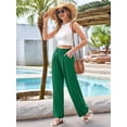 thumbnail image 4 of Women'S Wide Leg Dress Pants High Waisted Trousers Business Casual Slacks Button Palazzo Pant Green M, 4 of 8