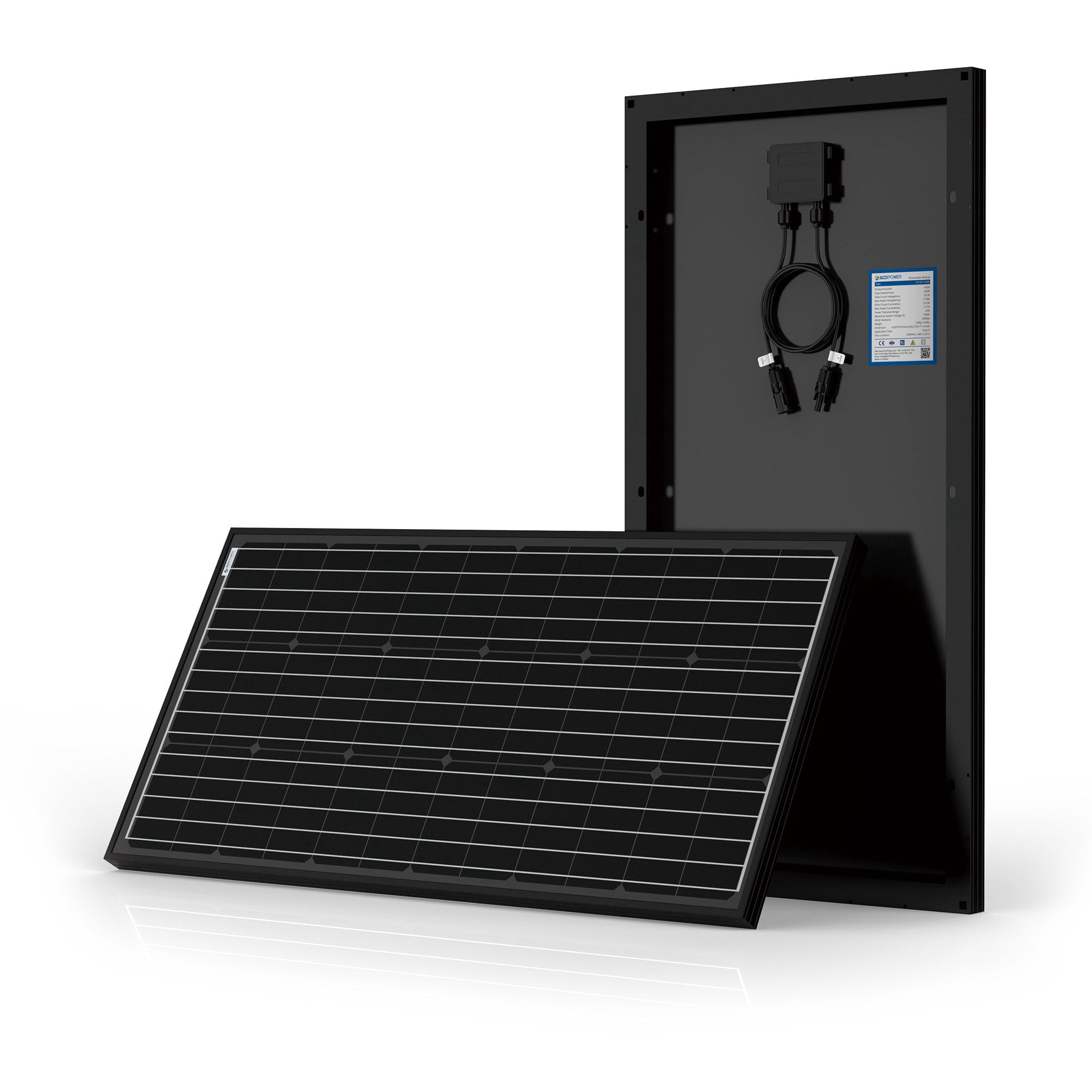 ACOPWOER 100 Watts All Black Mono Solar Panel, 12V