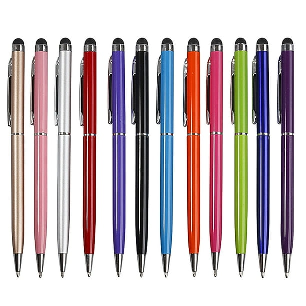 12 bolígrafos 2 en 1 para tableta de dibujo, lápiz capacitivo para pantalla táctil, para escuela, oficina, papelería (color aleatorio)