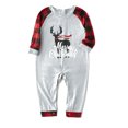 thumbnail image 2 of Matching Family Christmas Pajamas Set, Cute Letter Reindeer Print Raglan Sleeve Tee Top + Plaid Pants Set Sleepwear, 2 of 6