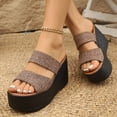 thumbnail image 5 of DeHolifer Womens Sandals Plus Size Wedge Comfortable Open Toe Slip On Flat Slides Casual Summer Sandals, 5 of 8