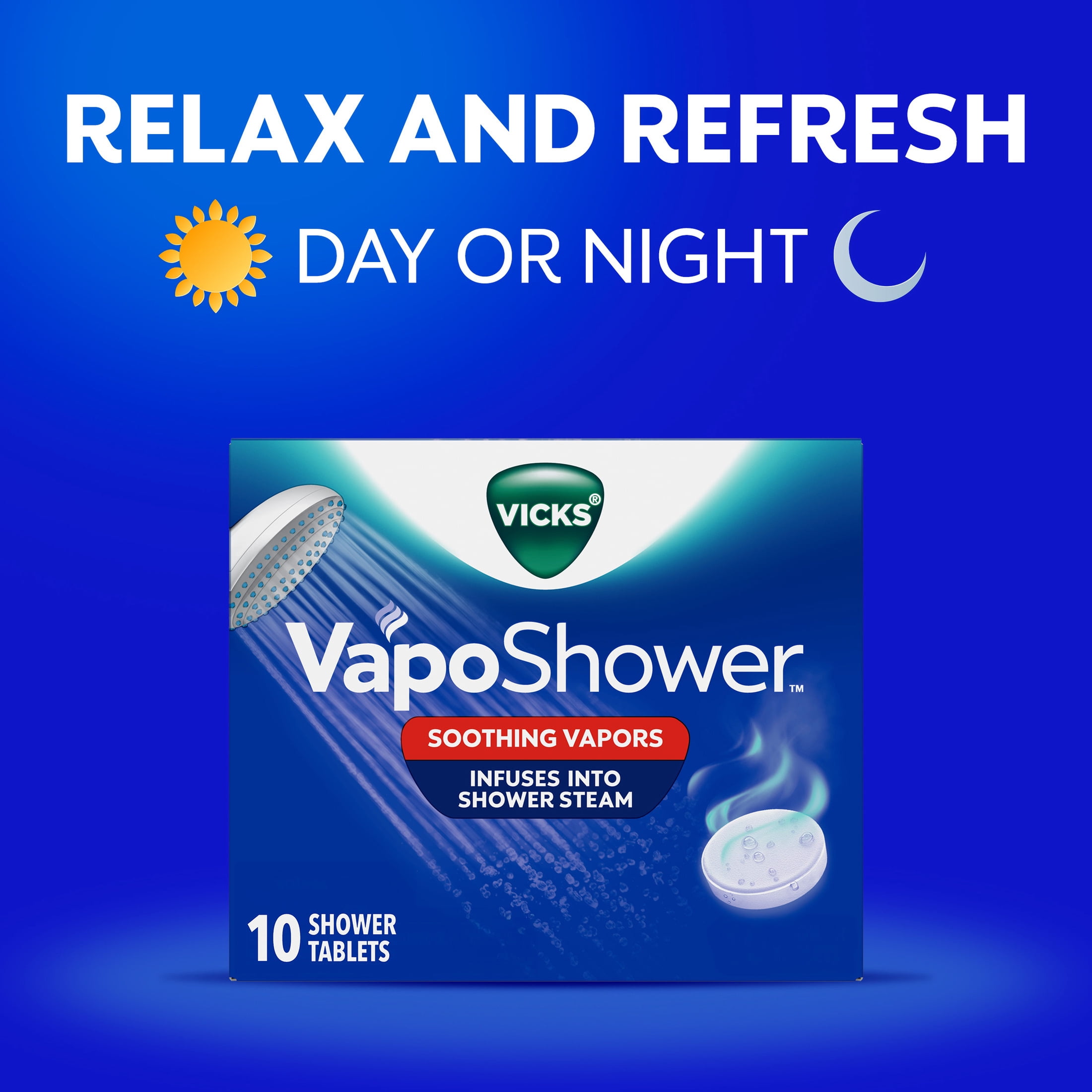 Vicks VapoShower, Non-Medicated Eucalyptus, Menthol Shower Steamer Tablets, 10 count