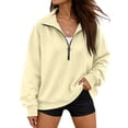thumbnail image 2 of longantii Quarter Zip Pullover Women Oversized Long Sleeve Sweatshirt Solid Color Mock Neck 1/4 Zipper Casual Athletic Tops for Fall Winter Office, 2 of 6