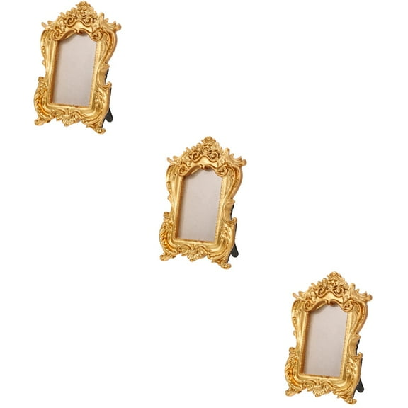 Hinespon 5 in x 7 in Gold Decorative Holder Vintage Picture Frames 3 Pieces