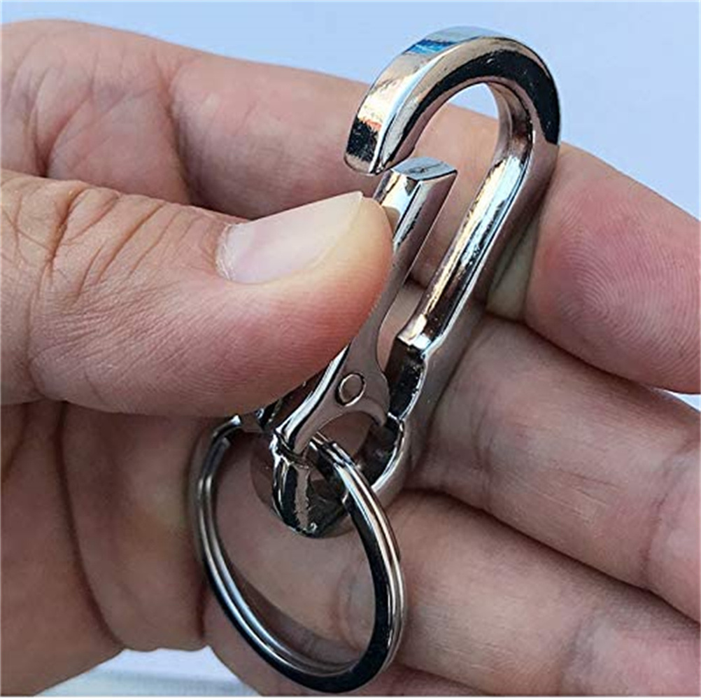 Happon 2 Pcs Silver Metal Carabiner Clip Keyring Keychain Chain