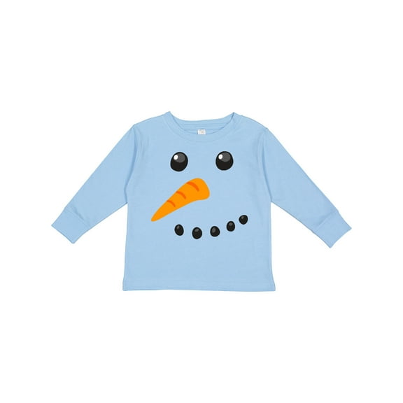 Inktastic Snowman Face Boys or Girls Long Sleeve Toddler T-Shirt