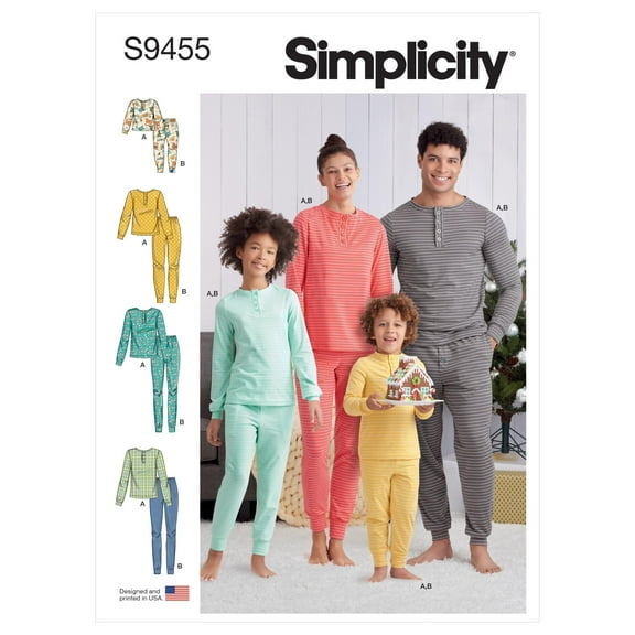 Simplicity Misses, Mens and Childrens Knit Pants and Top-XS - L / XS - XL