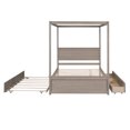 thumbnail image 6 of Full Size Canopy Bed with Trundle and 2 Drawers, 4 Poster Canopied Bed with Headboard and Footboard, Platform Bed Frame with Slats Support, for Kids, Teens, Adults, No Box Spring Needed, Light Brown, 6 of 9