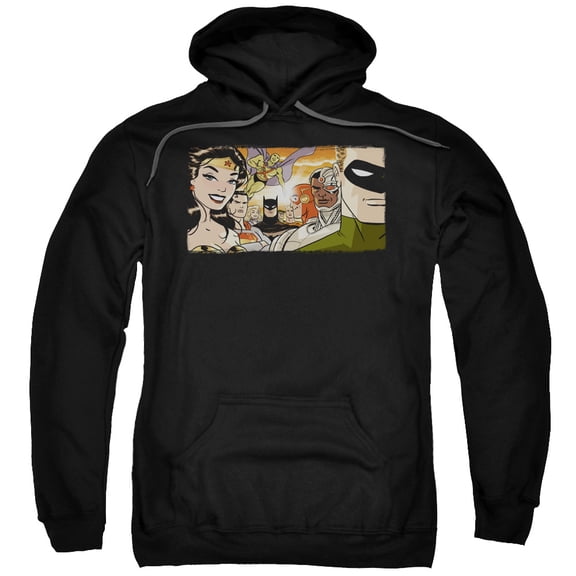 JLA Justice League Cinematic League Adult Pullover Hoodie Sweatshirt Black