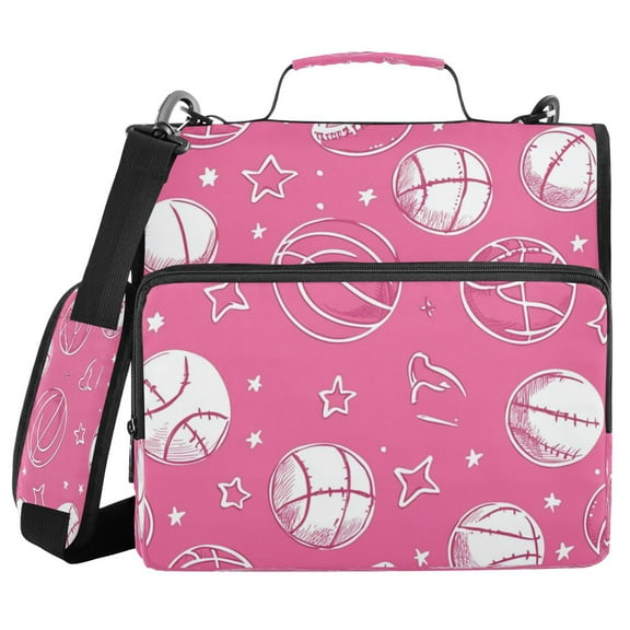 Water-Resistant 3-Ring Binder Organizer with Multiple Pockets Zipper Binder Bag for Office Pattern with Sports Elements