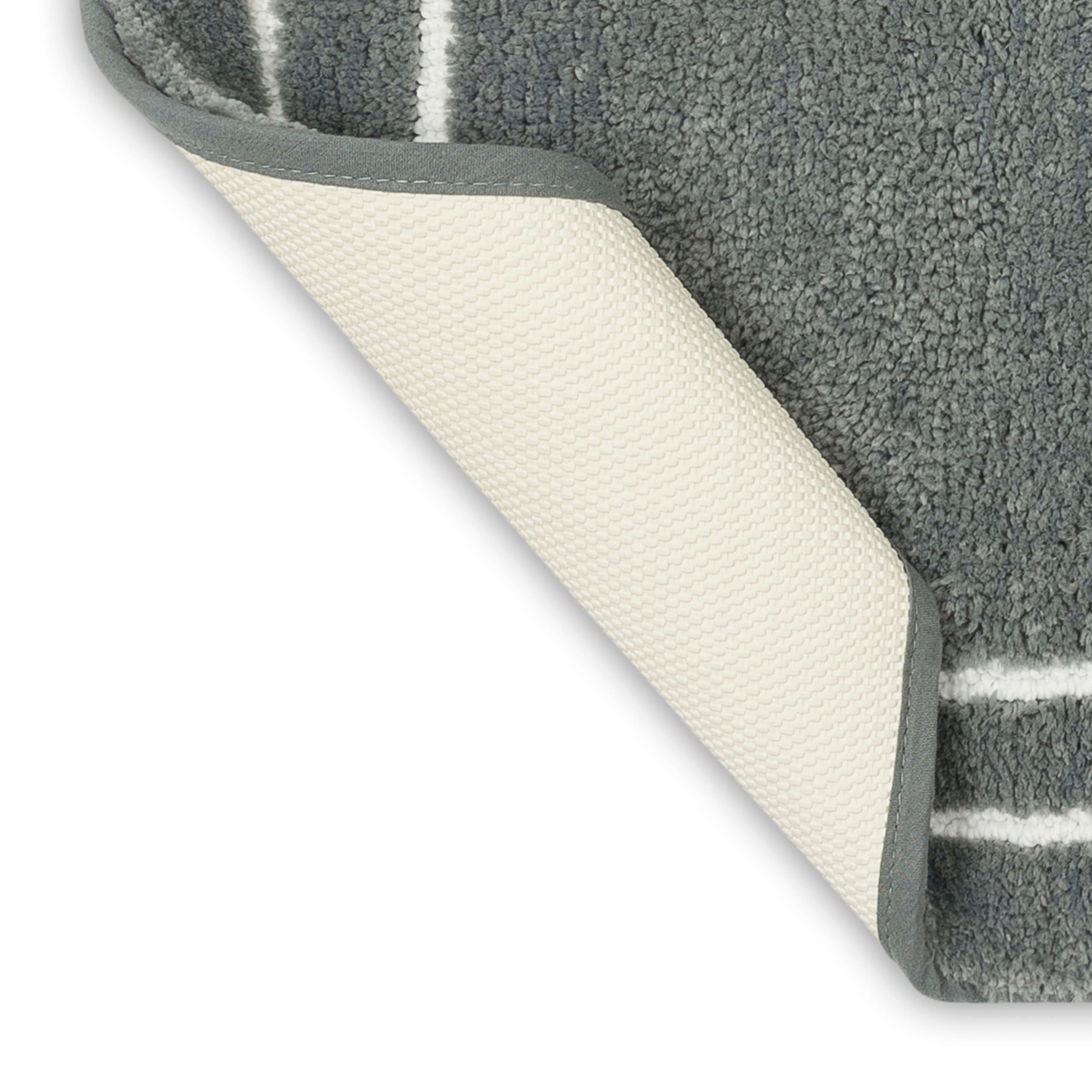 Mohawk Home His Knitted Plush Pile Washable Polyester Non-Slip Bath Mat, Pewter, 1'8" x 2'10"