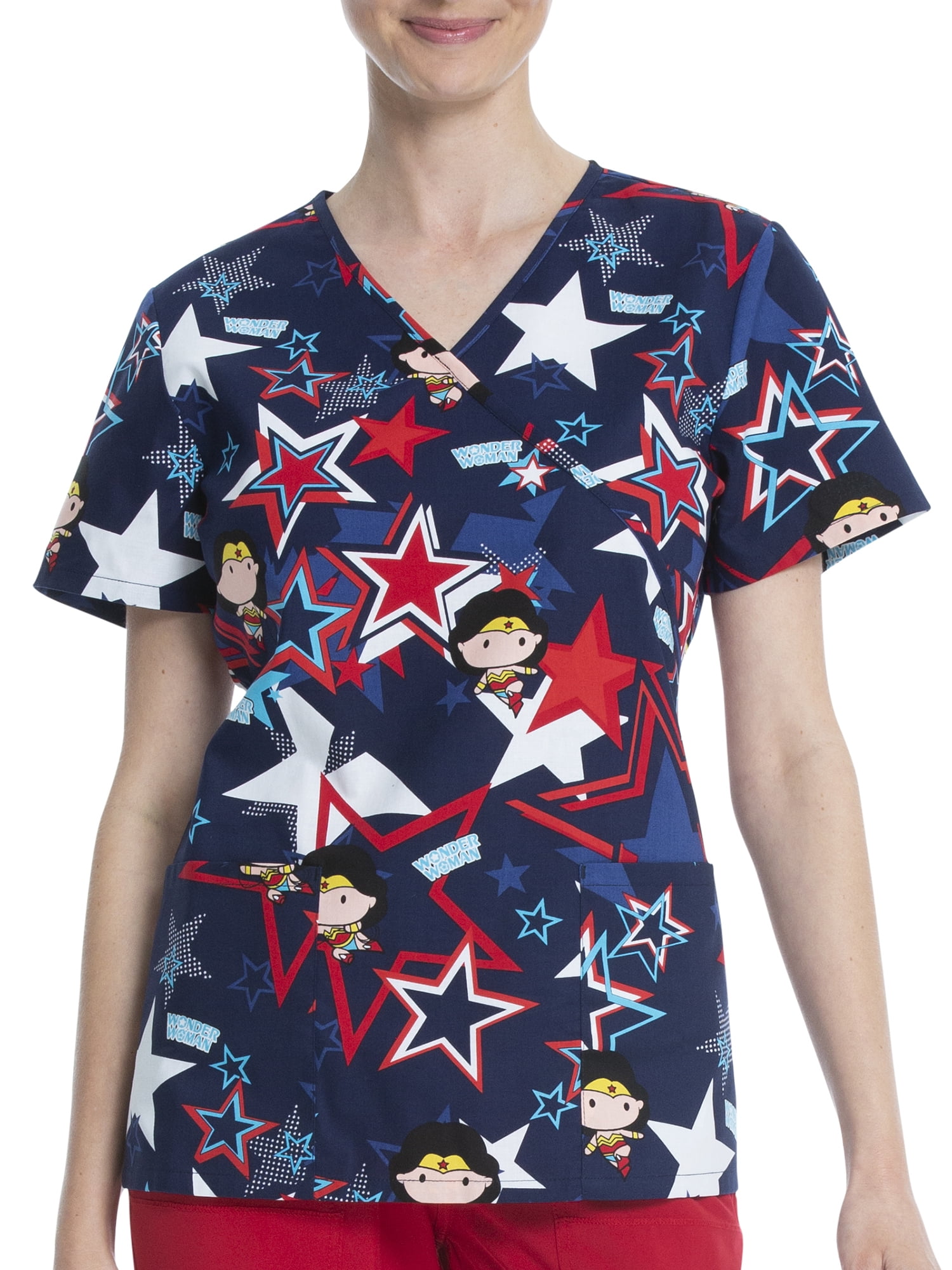 Scrubstar DC Comics Wonder Woman "Super Hero Power" Women's VNeck