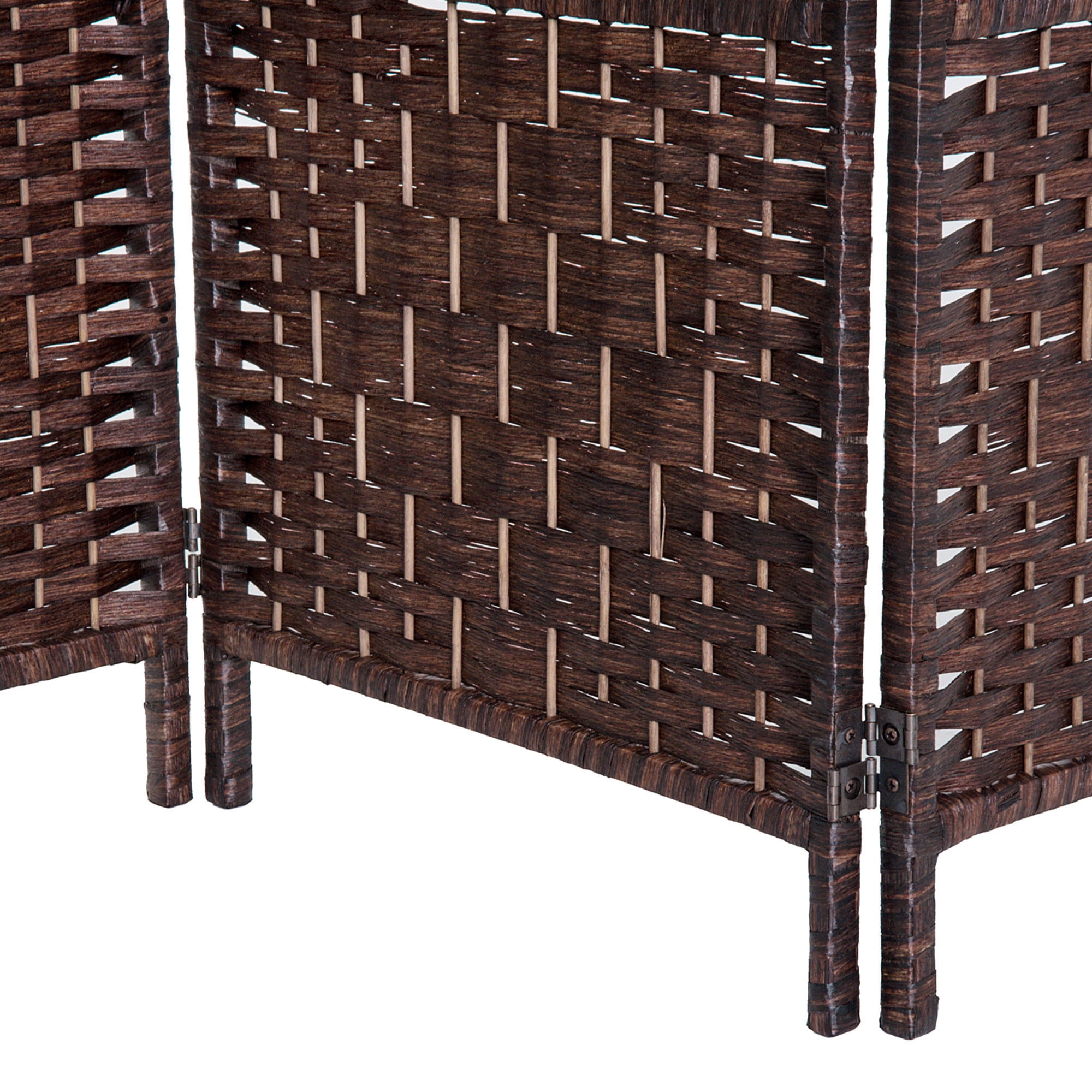 Folding Room Divider 4 Panel 6FT (70.9") Tall Privacy Screen Wicker Weave Freestanding Partition Wall for Bedroom Home Office Dorm, Brown