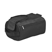Basics Black Toiletry Bag with Double-Zippered Wide Access, Quick-Grab Exterior Pocket, and Webbed Handle